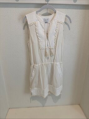 SAYLOR Cream Sleeveless Pom-Pom Embroidered Girls' Dress